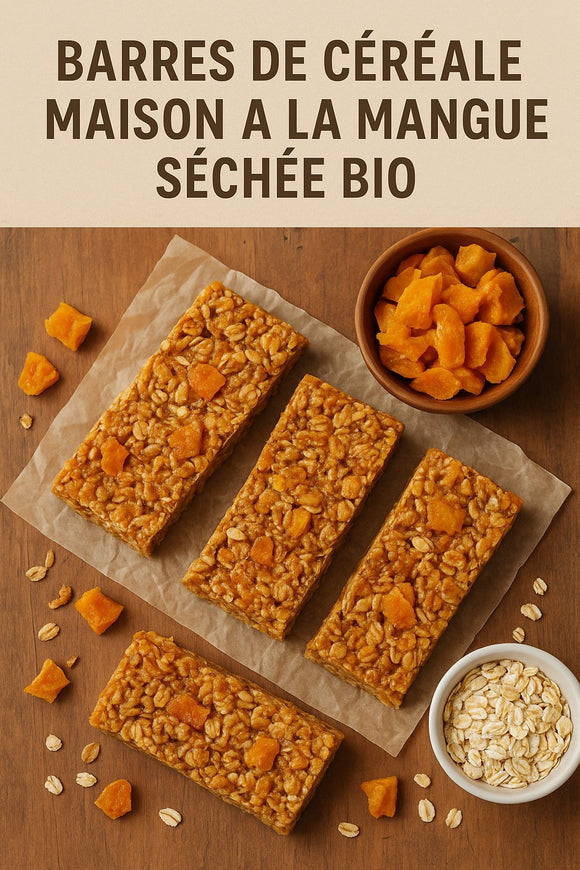 Recette Barres de céréales maison à la mangue séchée bio-Agromaya