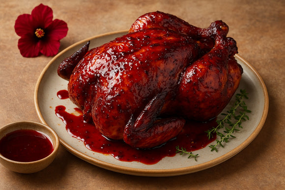 Recette Poulet rôti laqué au sirop d’hibiscus bio et miel - Agromaya
