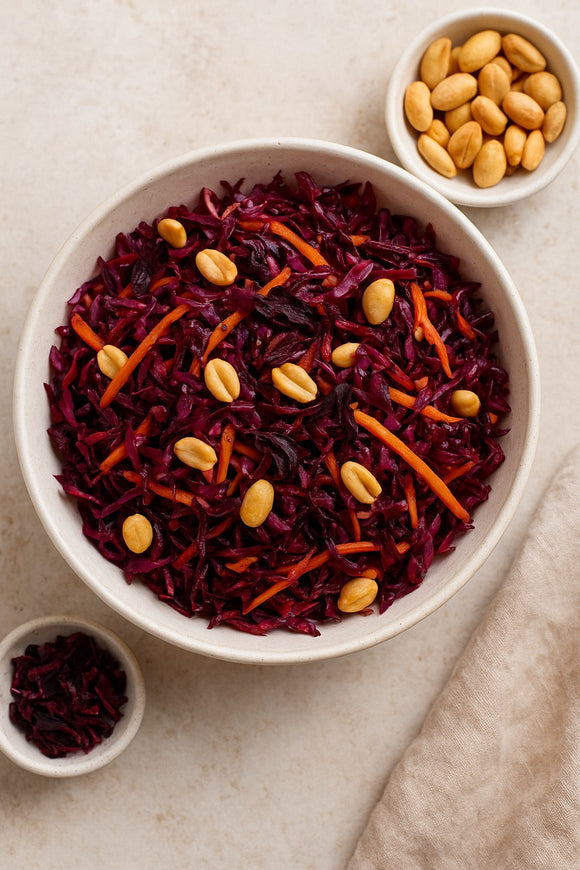 Recette Salade croquante à l’hibiscus bio carottes et cacahuètes-Agromaya